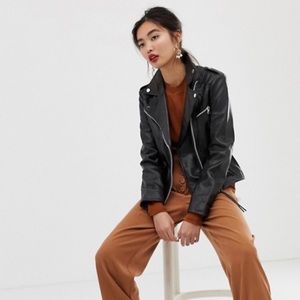 Mango Leather Biker Jacket